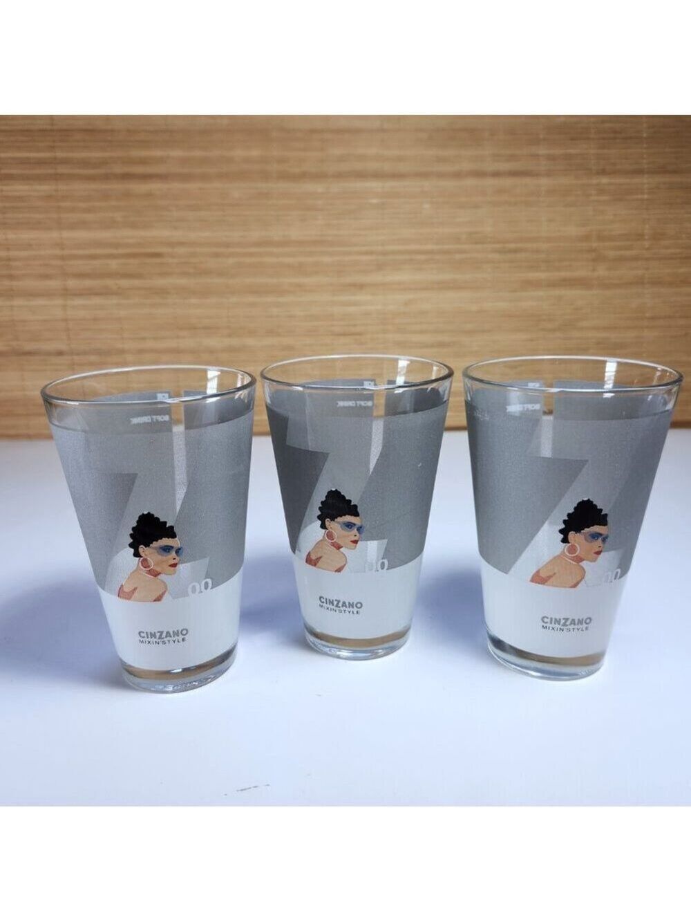 Cinzano Mixin’ Style Vintage Glasses Barware 5” Tall Retro Advertising
